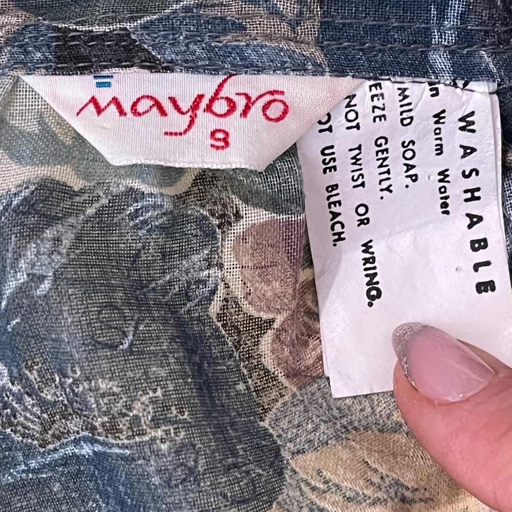Vintage 70s Maybro Floral Semi Sheer Gauze Tiered Maxi‎ Skirt Boho S - Picture 11 of 11